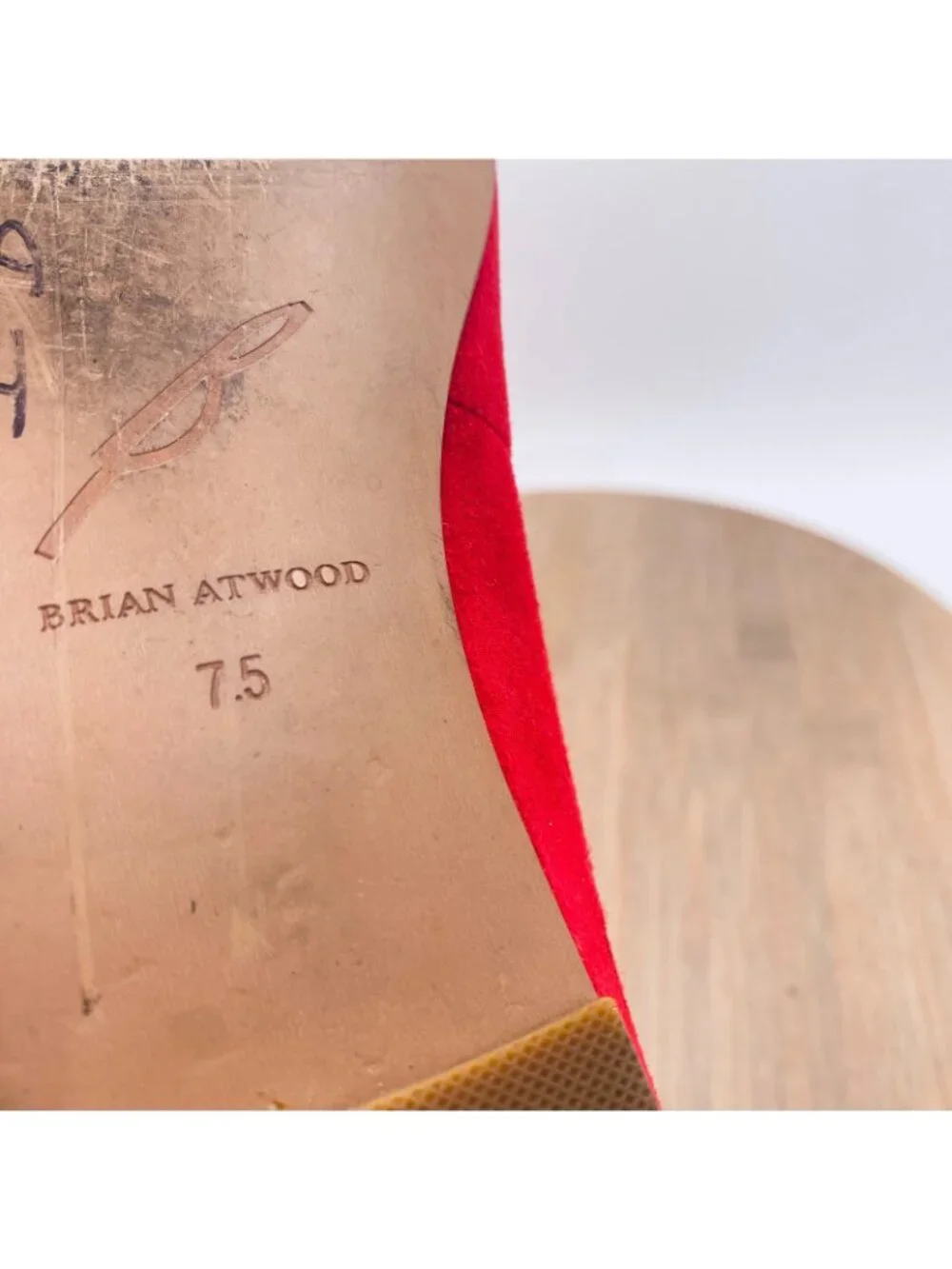 Brian Atwood Shoes Womens 7.5 Red Suede Cap Toe Ballet Flats Italy